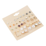 40pcs Pendientes De Botón De Moda Set Orejas Sensibles