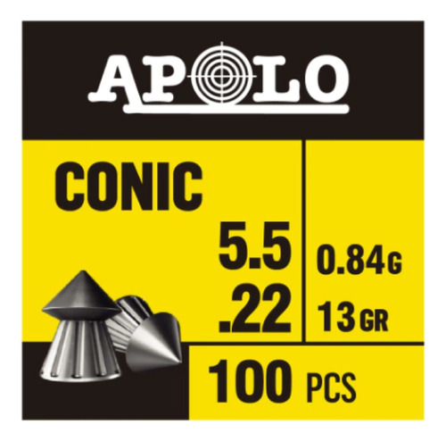 Diabolos Balines Apolo Conic .22  (5.5mm) X100 Und 13 Grains
