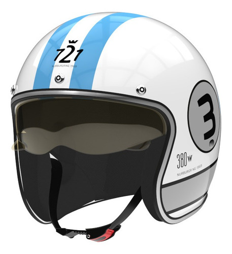 Casco Para Moto Abierto Hawk 721  Blanco Brillante 380w Talle Xl 