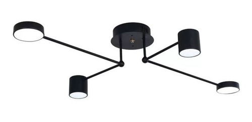 Lampara Led Techo Negra X4 Moderna