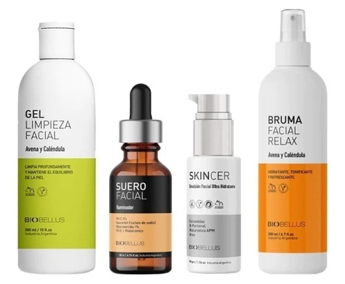 Kit Gel Avena + Bruma Avena + Iluminador + Skincer Biobellus