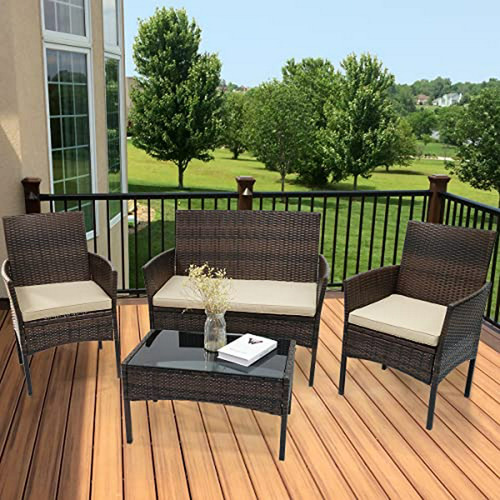 Juego De Muebles De Patio Rattan 4 Piezas