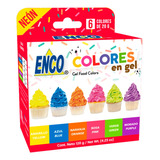 Kit 6 Colores Gel Neón Comestibles Enco 20 G