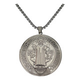 Relicario Medalla De San Benito 4cm + Cadena 60cm