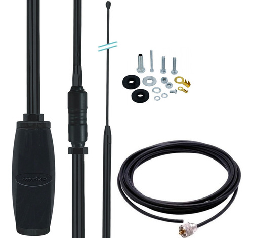 Antena Bobinada Radio Px Black Viuva Negra + Cabo 5.5 Metros