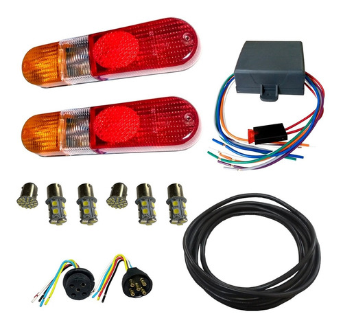 Kit Trailer Faros Lamparas Led Ficha Cable Emulador 5 Vias