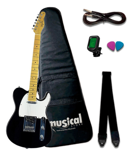 Guitarra Tagima Tw-55 Tw 55 Bk Kit Com Capa Luxo