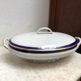 Antigua Guisera Porcelana Francesa Limoges Blanco Azul Y Oro