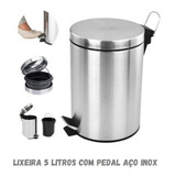 Lixeira Cozinha Banheiro Inox 5 Litros Pedal Emborrachado