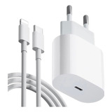 Cabo + Fonte Compatível iPhone SE X Xr 11 12 13pro 14 Usb-c