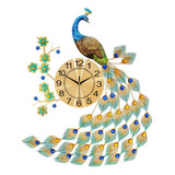 Reloj De Pared Con Forma De Pavo Real, Esfera Metálica, Deco