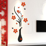 Adhesivo De Pared Acrílico 3d Para Jarrón, Árbol De Flores,