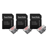 3 Cartão Memória Sandisk Ultra 32gb 100mb/s Classe 10 Micro