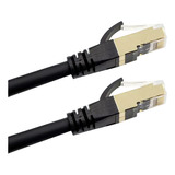 Par De Cables Ethernet/red Cat8 Con Blindaje Dorado De 40 Gb