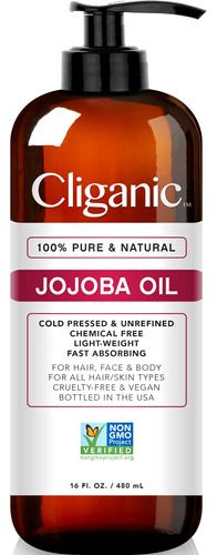 Cliganic Aceite De Jojoba Natural Sin Omg Para Cara,cabello