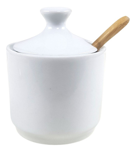 Porta Açúcar Em Porcelana Charmoso Para Cantinho Café 250gr Cor Branco