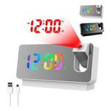 Reloj Despertador Digital Proyector Inalámbrico 11 Color Led