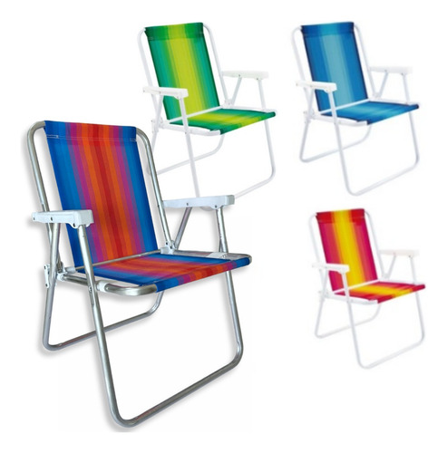 6 Cadeiras De Praia Alta Mor Conforto Em Aluminio 110kg Top