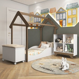 Quarto Infantil Com 1 Minicama Montessoriana 1 Estante