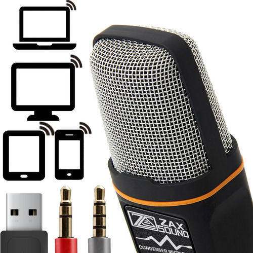 Microfono De Condensador Cardioide Profesional Zaxsound Con Tripode Para Pc, Computadora Portatil, iPhone, iPad, Telefon