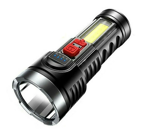 Linterna 1000 Lum + Foco Cob Lateral + Indicador Carga Usb