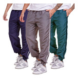 Kit 3 Calça Masculina Tactel Punho Jogger Uniforme