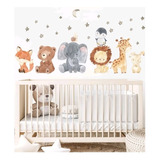 Vinil Decorativo Pared Cuarto Bebe Niños Animales Selva