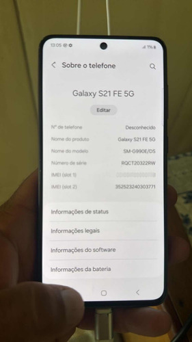 Celular Samsung S21 Fe 5g 128gb 6gm Ram Tela 6.4 Semi Novo.