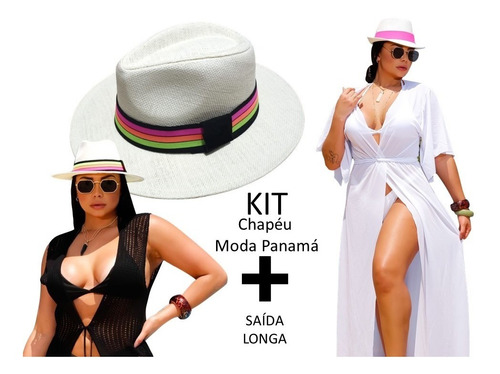 Chapéu Panamá + Saída Praia Longa  P M G Gg Exg Plus Size