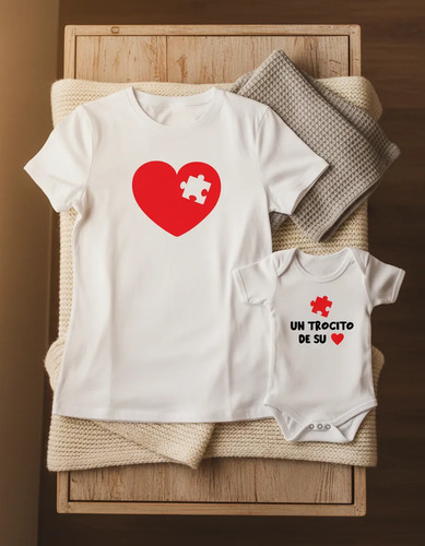Duo Playera Y Pañalero Mamá Bebe - Un Trocito De Su Corazon