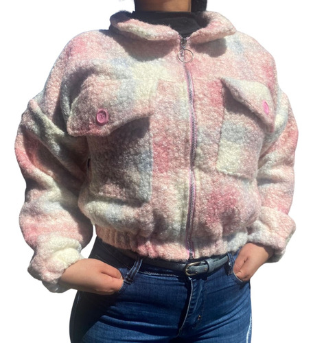 Chaqueta Crop Leñera De Mujer Con Bolsillo