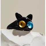 Anillo Kawaii  Gato Negro Ajustable 