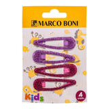 Kit 4 Presilhas De Cabelo Tic Tac Glow Glitter Marco Boni