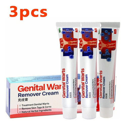 Pomada Para Eliminar Verrugas Por Herpes Genital, 20 G, 3 Un