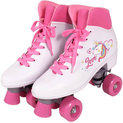 Patins Branco Unicórnio Quad Love Nº 38 Bel Fix