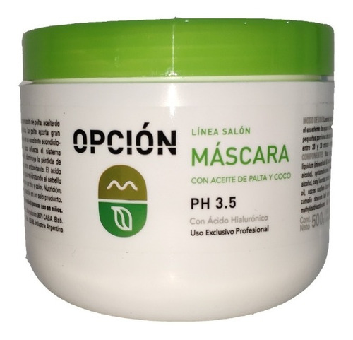 Opcion Mascara Capilar Palta Y Coco 500ml 