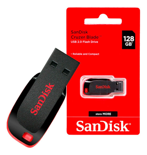 Pen Drive 128gb Sandisk Original Rapido 2.0 Melhor Cruzer 