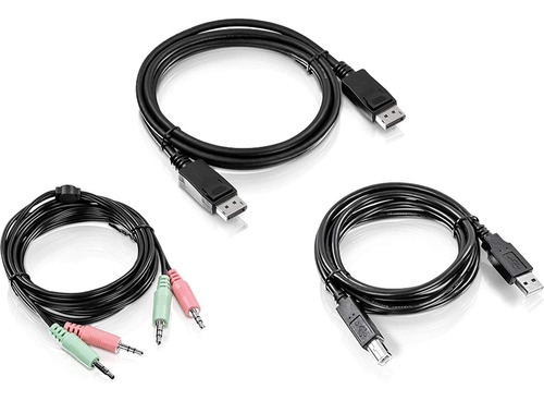 3 Cables Usb Dipslayport Kvm Y Auxiliar De Audio