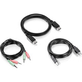 3 Cables Usb Dipslayport Kvm Y Auxiliar De Audio