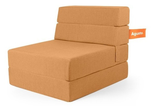 Sofa Cama Individual Agusto ® Sillon Puff Plegable Colchon Color Naranja