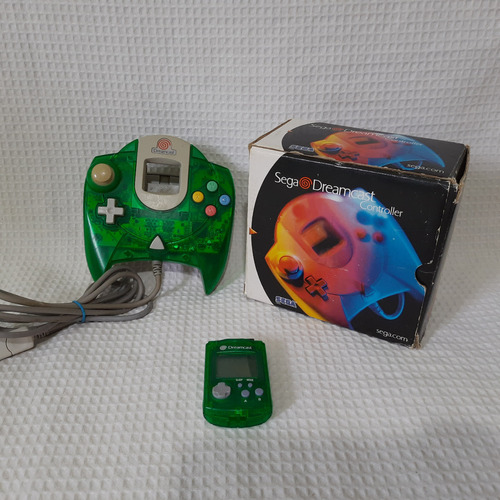 Controle Dreamcast E Vmu Verde Translucido Originais