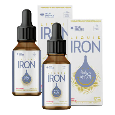 2x Multivítaminico Ferro Liquid Iron Kids True Source 30ml Sabor Morango | Frete grátis