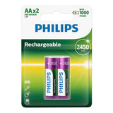 Pilas Recargables Philips Aa 1000 Mah 2 Unidades