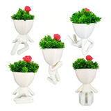 Kit 5 Lindos Vasos Decorativo Suculentas Planta Bbb Criativo Cor Branco