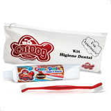 Kit Higiene Bucal Pet Cães Gatos Creme Dental Escova Longa Sabor Chocolate