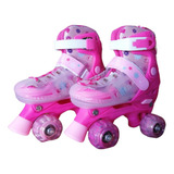 Patins Quad Frozen Infantil Ajustável Rodinhas De Led