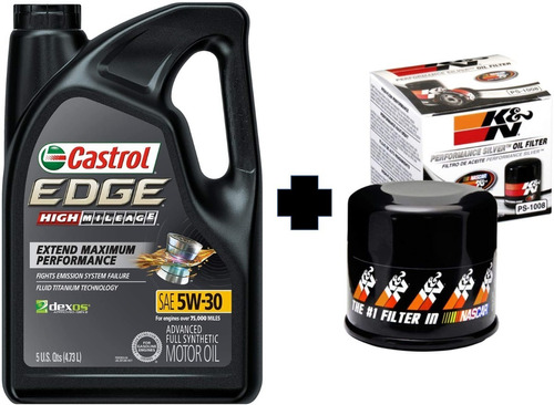 Aceite Castrol Edge Alto Kilometraje  5w30 + Filtro K&n Ps 