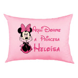 Fronha Rosa Travesseiro Personalizada Minnie Com Nome M1