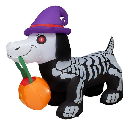 Inflable Halloween Perro Fantasma Con Luz Decorativo 1.50mts Color Multicolor