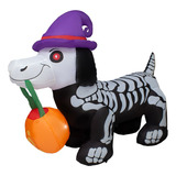 Inflable Halloween Perro Fantasma Con Luz Decorativo 1.50mts Color Multicolor